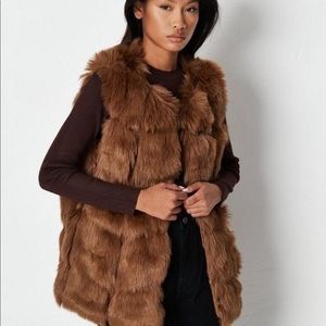 Missguided Brown Pelted Faux Fur Gilet